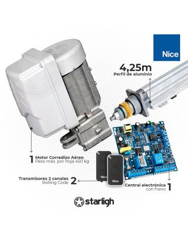 Kit Motor Corredizo Aéreo 4m | NICE