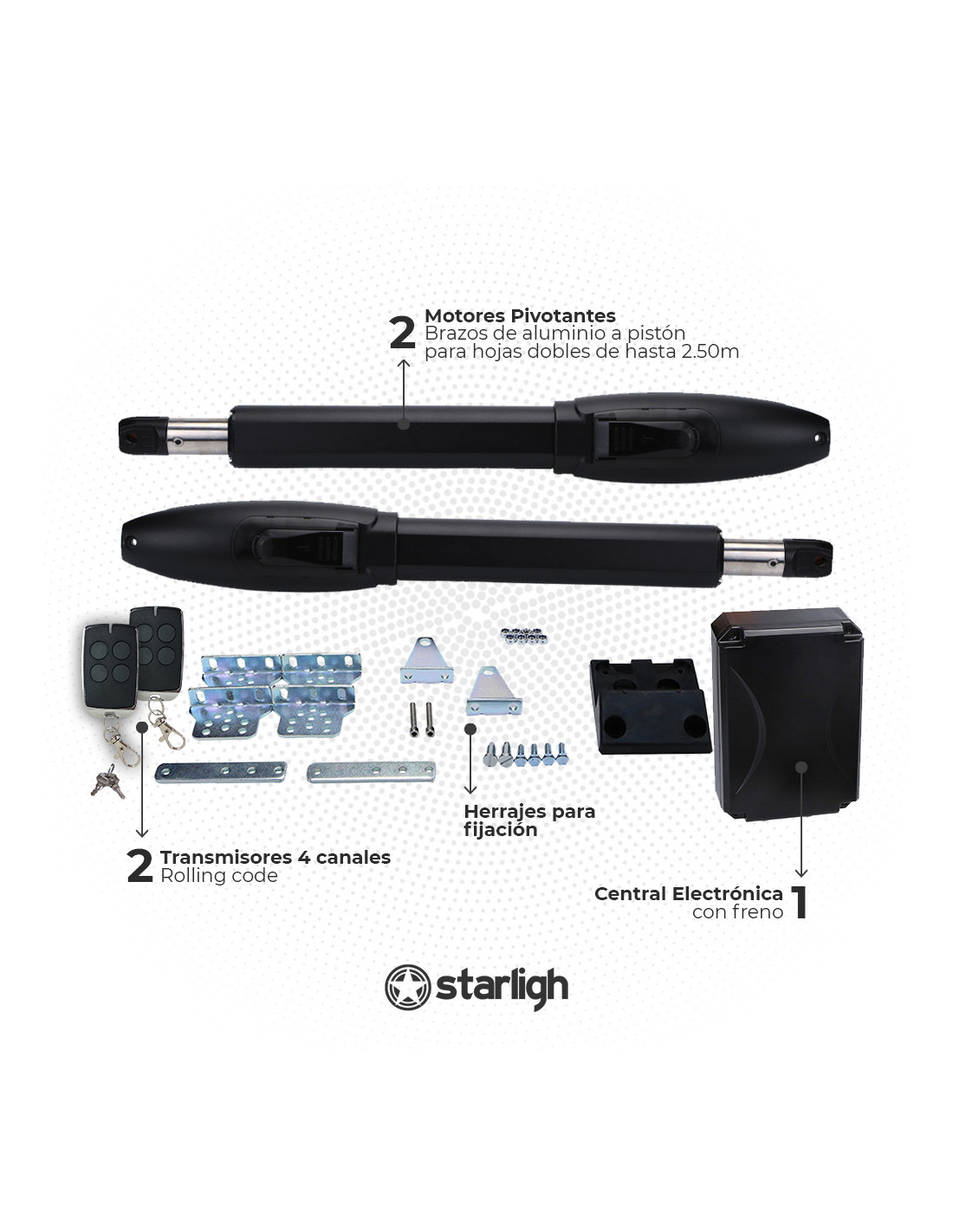 Kit Pivotante Doble - A Pistón 2,5m | STARLIGH