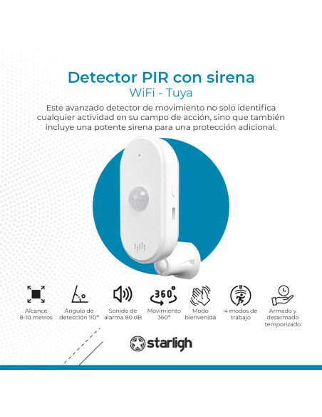 Detector PIR Tuya WIFI con Sirena