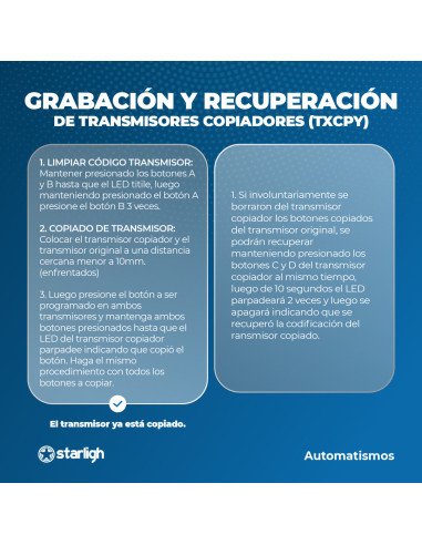 Transmisor copiador Learning 4 botones