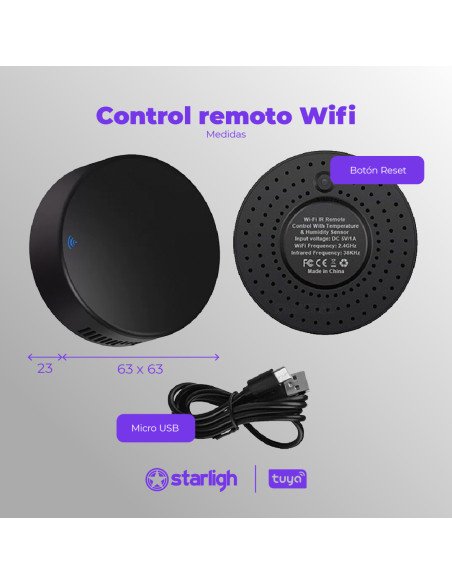 Control Remoto WIFI Tuya con Función de Monitor de Temperatura y Humedad