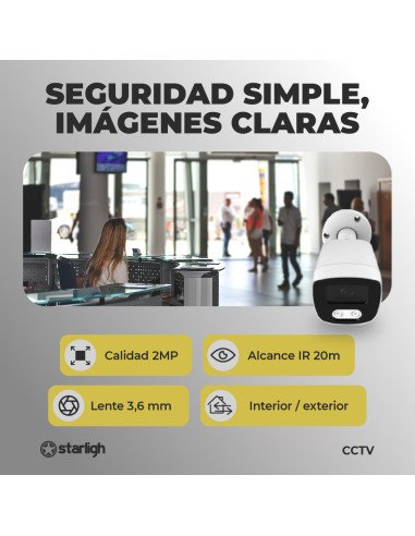 Cámara bullet exterior, IR 20m