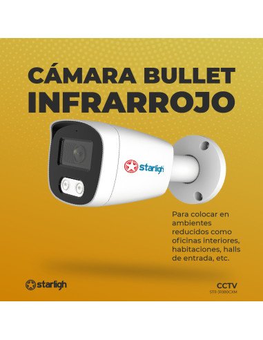 Cámara bullet exterior, IR 20m
