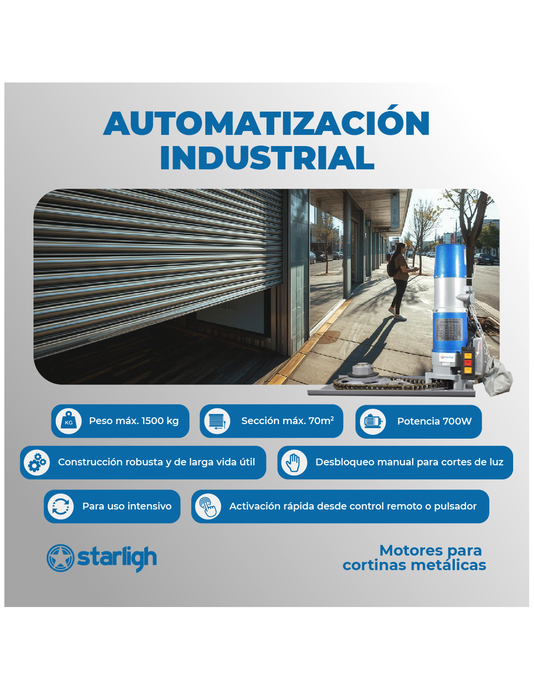 Kit Motor Cortina Metálica 1500Kg