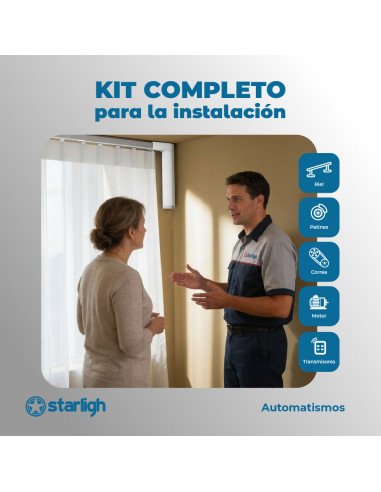 Kit Motor Starligh para cortinas de riel de hasta 6m.