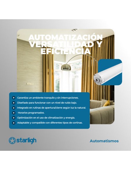 Kit Motor Starligh para cortinas de riel de hasta 6m.