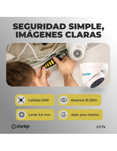 Cámara domo gabinete plástico,IR 20m.