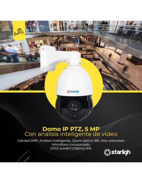 Domo IP PTZ 5MP 18X Inteligencia Artificial
